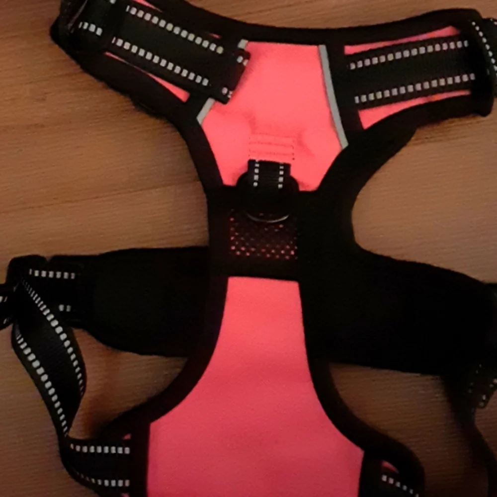 Poypet pink & black dog harness 4 buckles No pull refective washable Medium NEW…